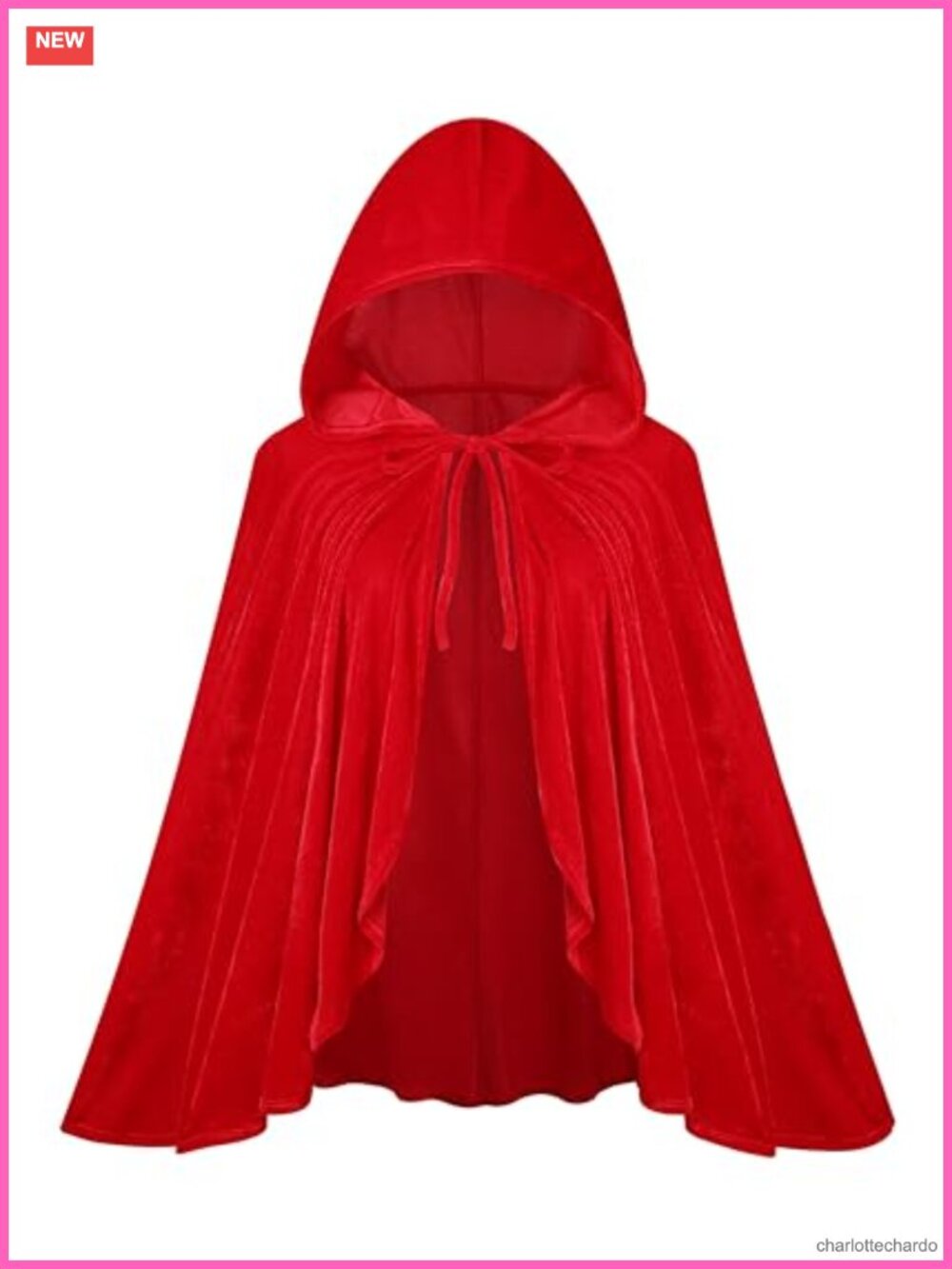Velvet Hooded Cape Lace Trim Little Red Riding Hood Costume